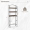 Brown Grey Bathroom Storage Shelf 3-Tier Over Toilet Rack Iron Wood Space Saver